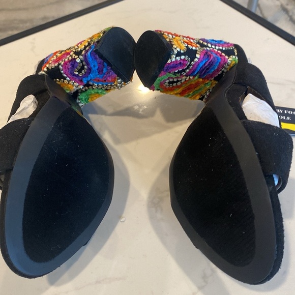 Jacobies black BANDA-1 block heel faux suede sling back sandals 8 NEW in box - Picture 4 of 10